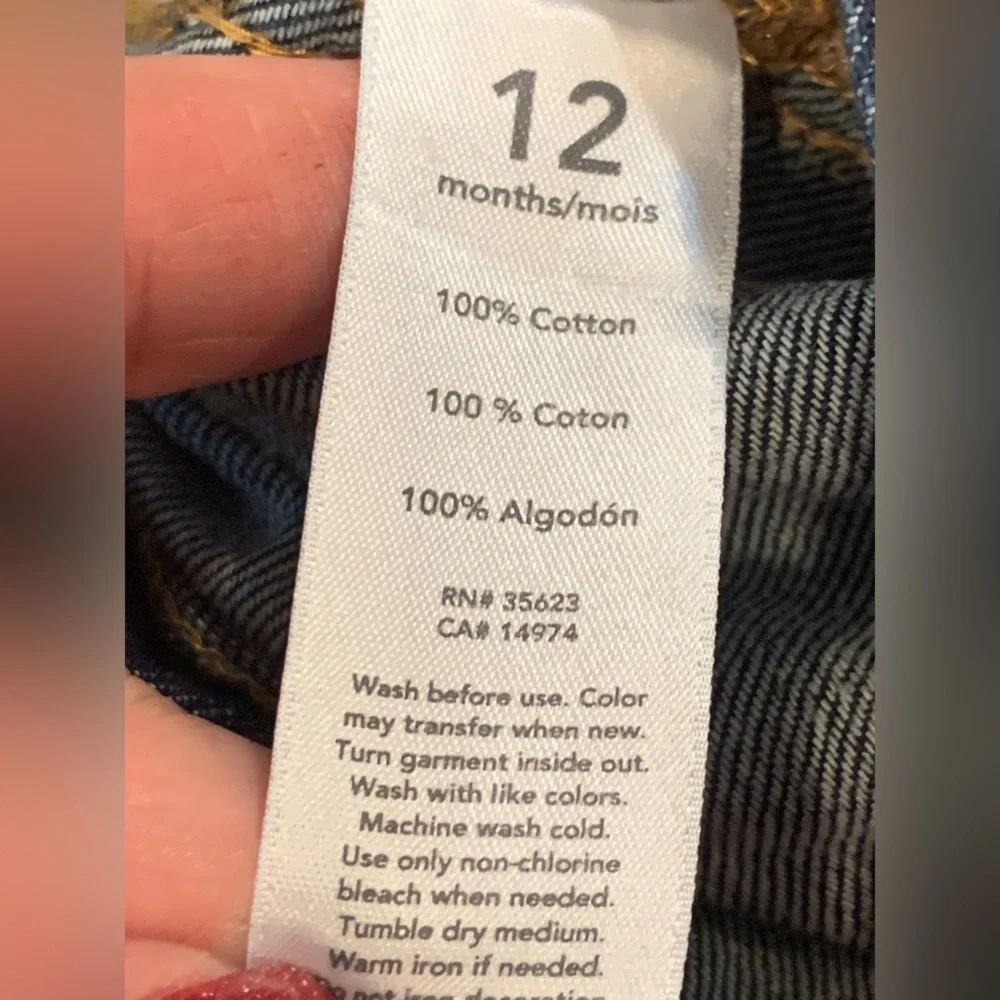 Carters Denim Short Overalls Baby Boy Size 12 Months Dark Wash